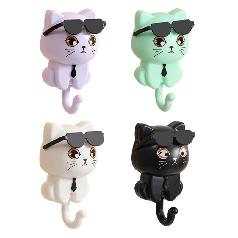 Cat Hook For Wall Cute Cat Key Hook With Sunglasses (1 Pc)