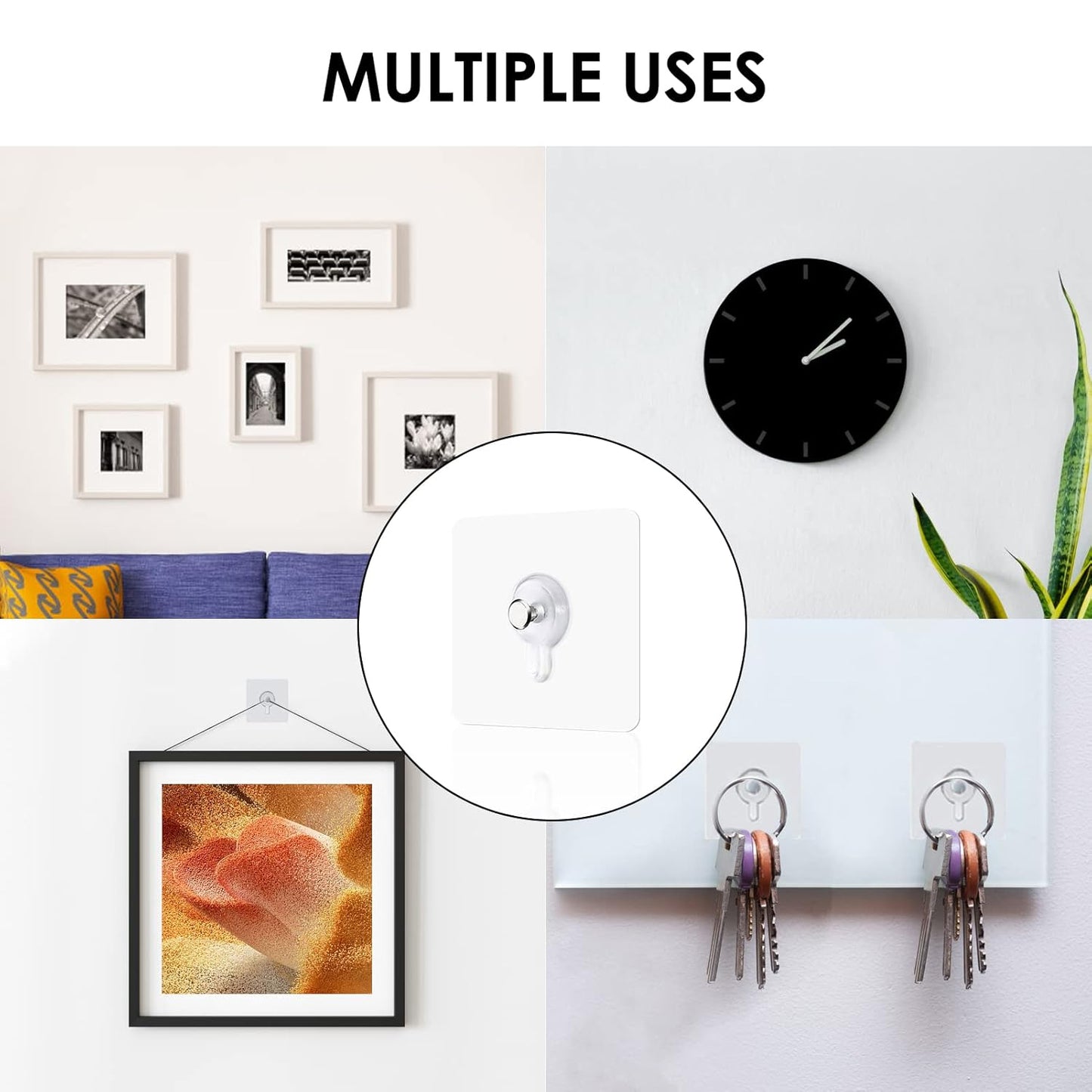 Multipurpose Adhesive Photo Frame Hook – No Drill, Damage-Free Picture Hanger (1 Pc)