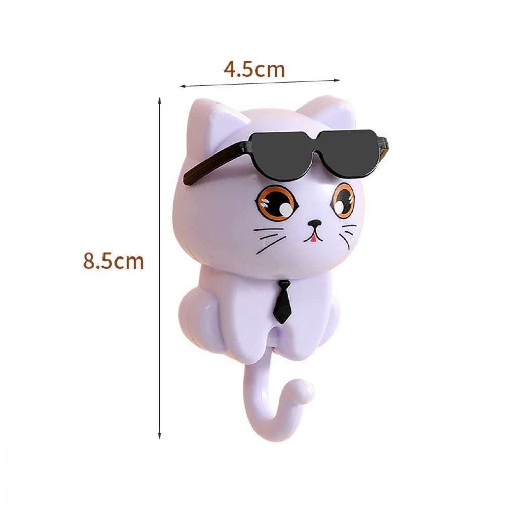 Cat Hook For Wall Cute Cat Key Hook With Sunglasses (1 Pc)