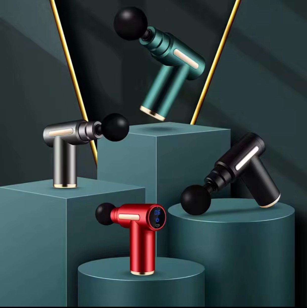 Portable Deep Tissue Massage Gun – 6 Speed, 4 Heads.