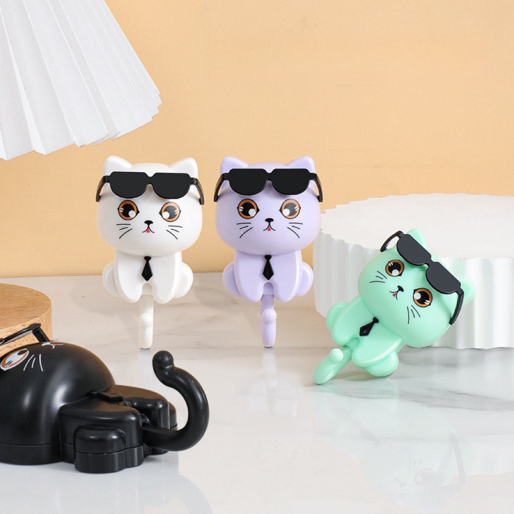 Cat Hook For Wall Cute Cat Key Hook With Sunglasses (1 Pc)