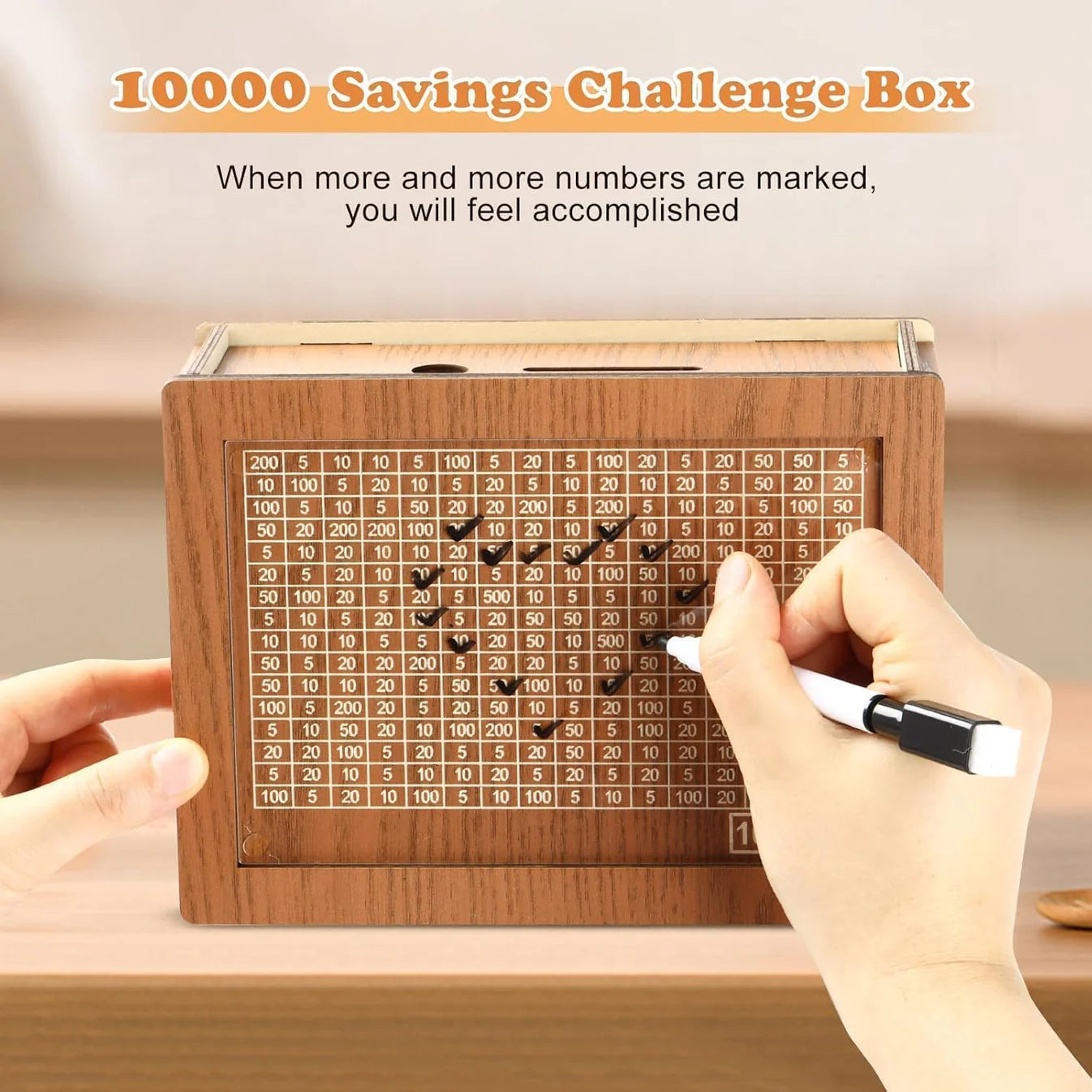 Wooden Piggy Bank with Carved Design – Kids & Adults Savings Box (Up to ₹1 Lakh Goal)