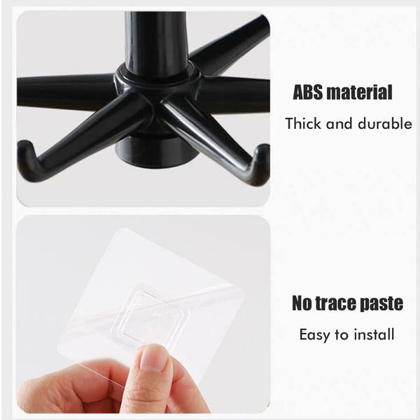 360° Rotatable Wall Hooks – Space-Saving Adhesive Hooks for Kitchen & Bathroom Storage (Pack Of 2)
