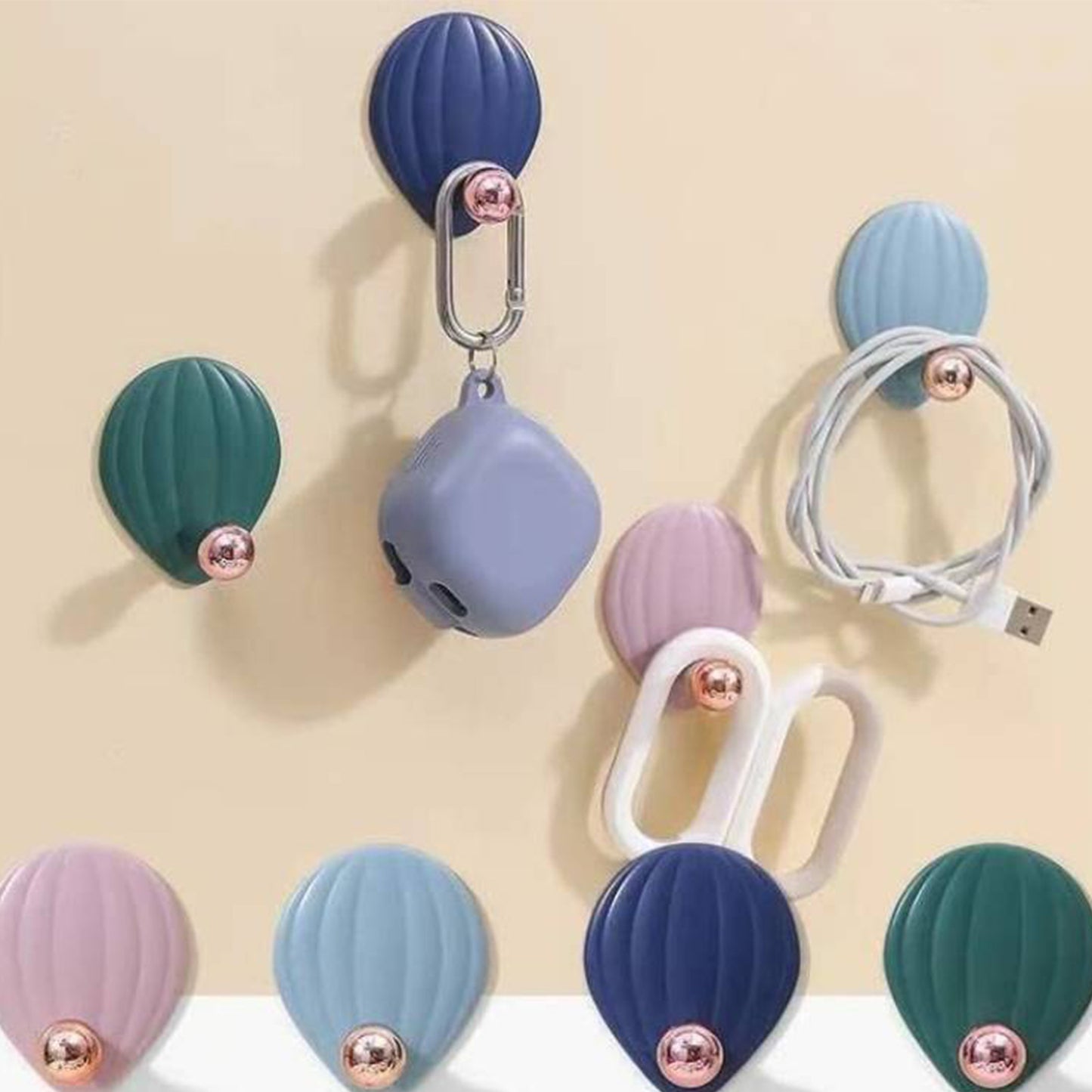 Self-Adhesive Wall Hooks – Stylish & Waterproof (Pack of 4, Multicolor) | 5KG Max Load
