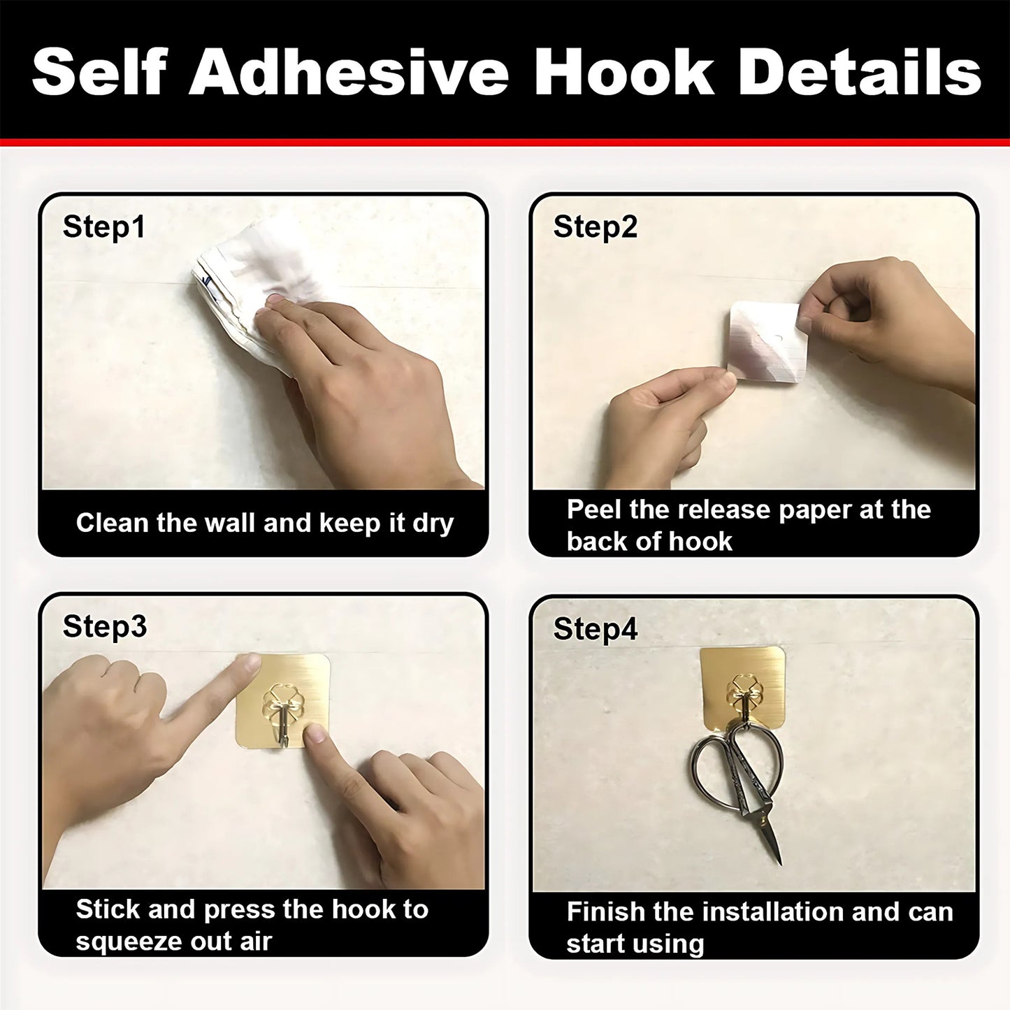 Plastic Adhesive Sticky Waterproof And Oil Proof Wall Hook (5.53.5 Cm 10 Pc)