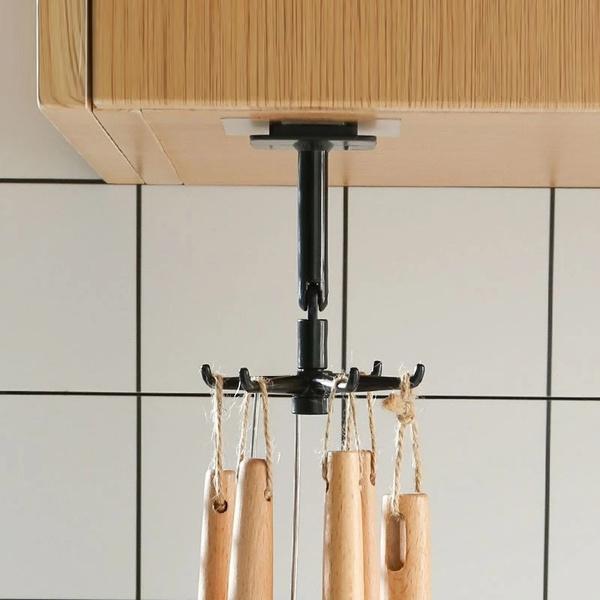 360° Rotatable Wall Hooks – Space-Saving Adhesive Hooks for Kitchen & Bathroom Storage (Pack Of 2)