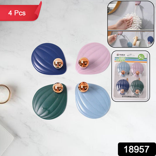 Self-Adhesive Wall Hooks – Stylish & Waterproof (Pack of 4, Multicolor) | 5KG Max Load