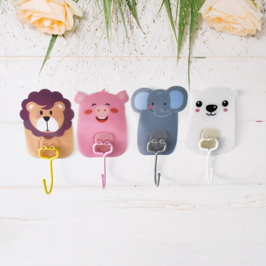 Cartoon Self-Adhesive Wall Hooks – Cute Animal Design | 10 Pcs Set for Kids Room, Bathroom & Kitchen