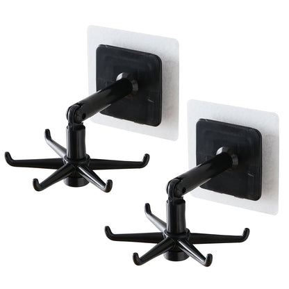 360° Rotatable Wall Hooks – Space-Saving Adhesive Hooks for Kitchen & Bathroom Storage (Pack Of 2)